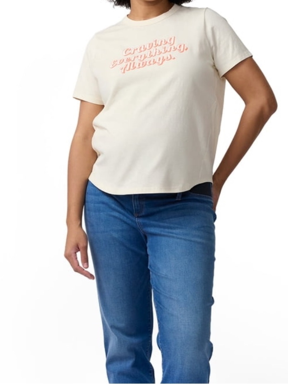 Ingrid & Isabel Cream Short-Sleeve Tee with Red Script